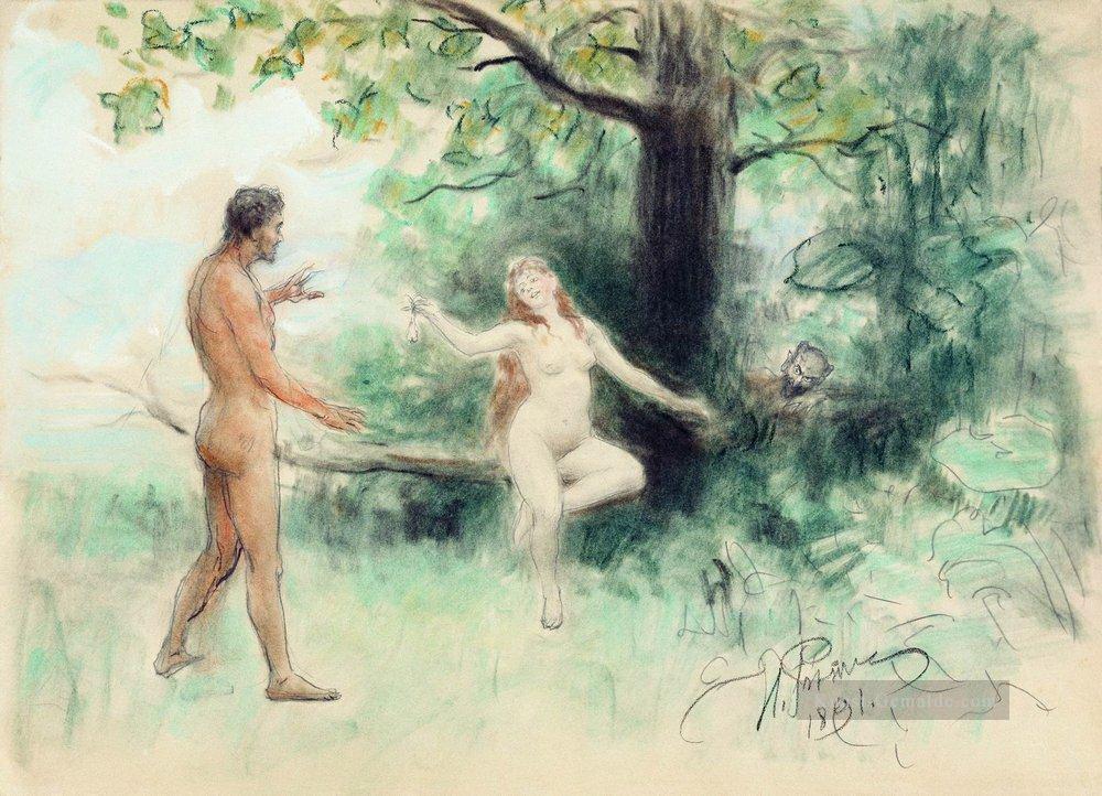 Versuchung 1891 Ilya Repin Nacktheit Impressionismus Ölgemälde